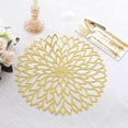 thumbnail image 6 of Efavormart 6 Pack Metallic Gold Laser Cut Hibiscus Flower Cardboard Placemats, 13" Round Disposable Dining Table Mats - 400GSM, 6 of 11