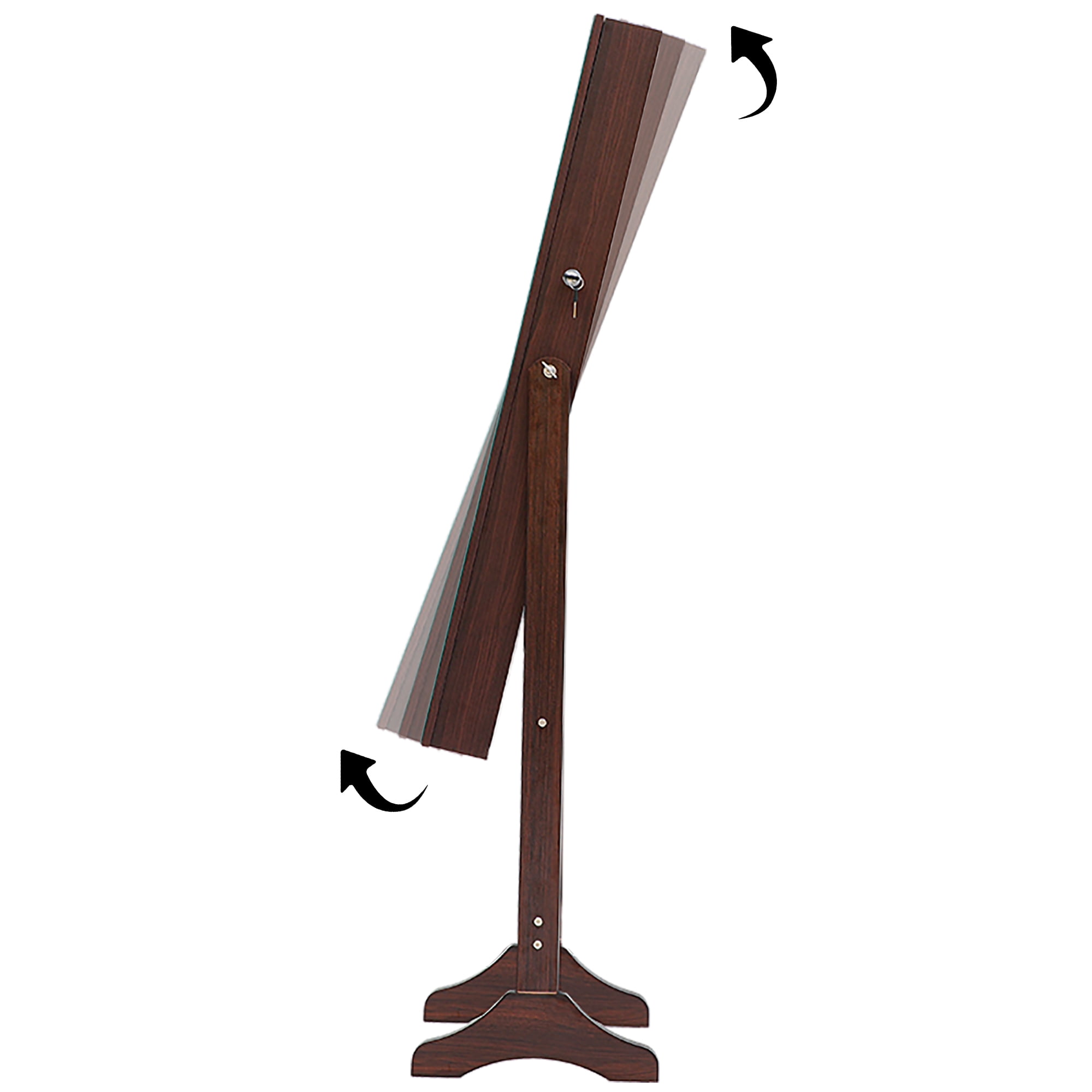 Resenkos LED Light Jewelry Armoire with Full-Length Mirror, Brown Standing Mounted Lockable Jewelry Organizer Cabinet