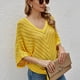 thumbnail image 4 of Novedad de verano, camisa de murciélago de manga corta con cuello en V para mujer, top con cordones, suéter hueco fino, 4 of 4