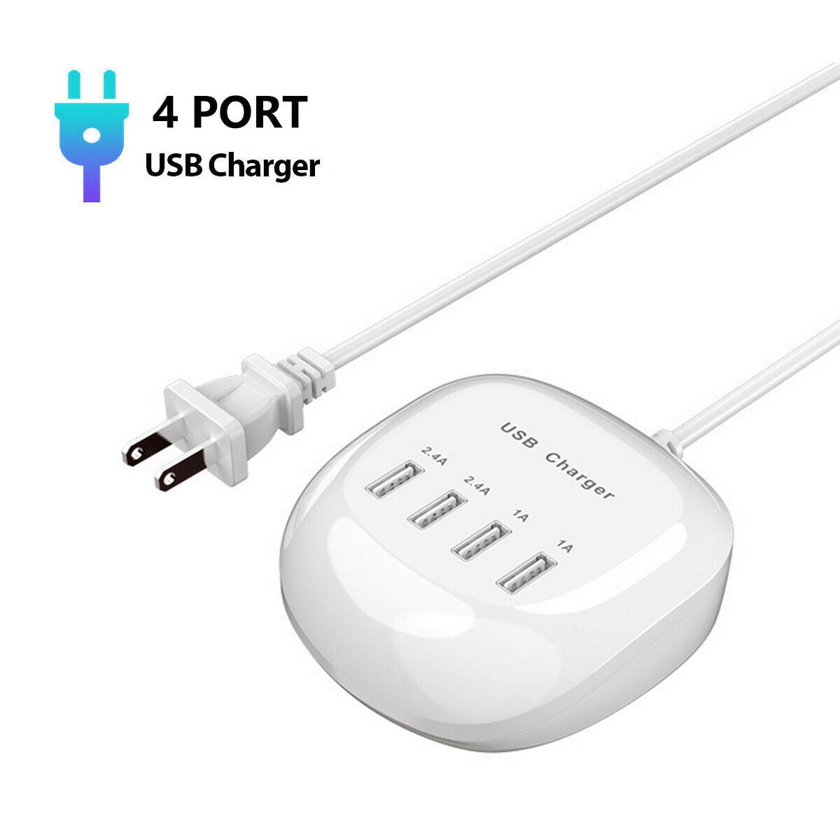 4 Port Wall Charger Micro USB AC Power Adapter Fast Charging Station Hub Desktop White Walmart