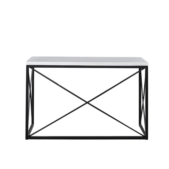 Steve Silver Skyler White Genuine Marble Top Rectangle Sofa Table