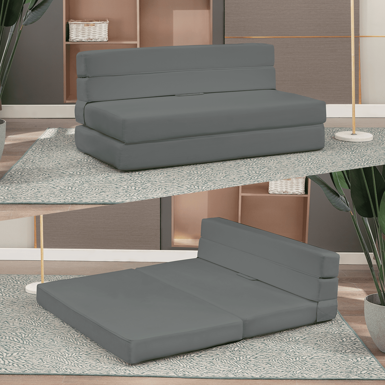 BALUS Convertible Loveseat Sofa Bed, Folding Futon Flipped Lounger Sleeper,Floor Sofa with