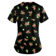 thumbnail image 5 of LHVUOA Scrub Tops for Women Casual Floral Printed Short Sleeved Diagonal Collar Shirts Comfy Working Uniforms with Pockets, 5 of 5