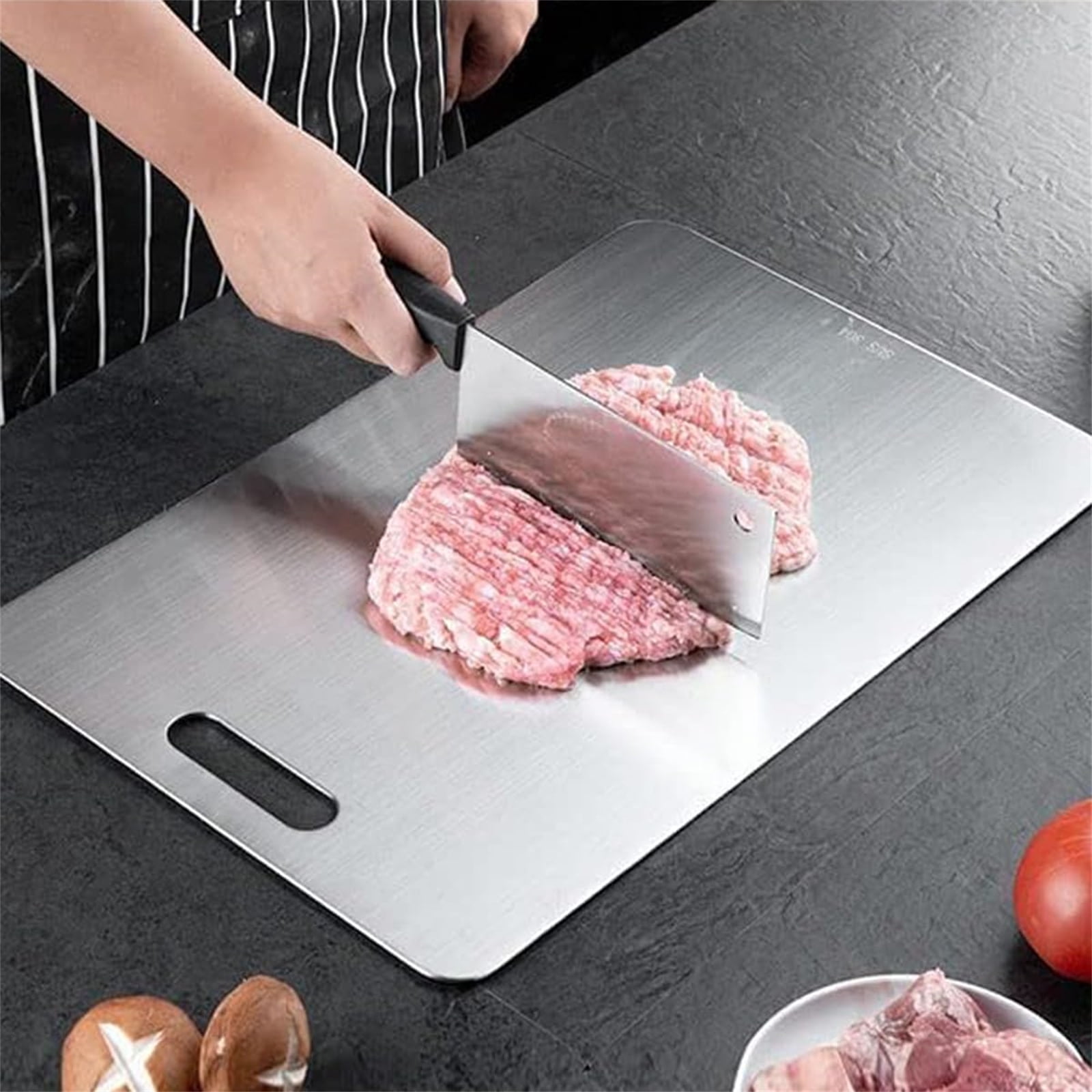 Gyugmhao Titanium Cutting Boards Set of 3,Stainless Steel Cutting Boards for Kitchen,Double-Sided Food Grade Cutting Board,Cutting Meat,Cheese,Vegetable,Fruit