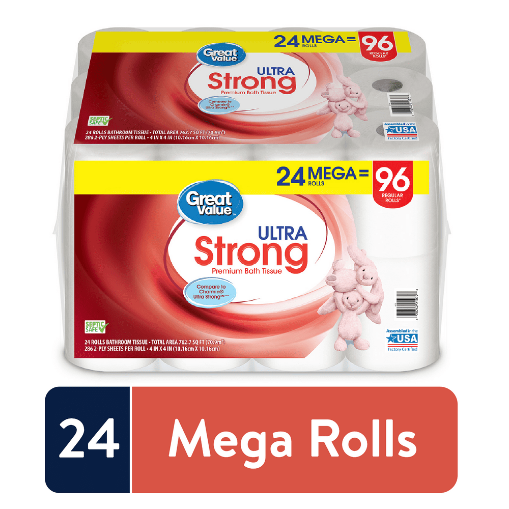 Great Value Ultra Strong Premium Toilet Paper, 24 Mega Rolls Walmart