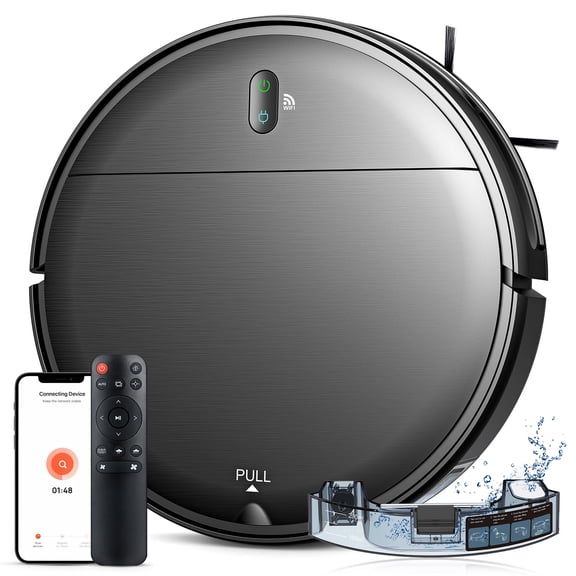 Teendow Robot Vacuum Cleaner, Robot Vacuum and Mop Combo with WIFI for Pet Hair and Hard Floor Black