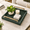 Green-17" x 12" x 2.5", variant on Large Ottoman Tray For Coffee Table Square Shagreen Leather Decorative With Handles Living Room Decor