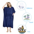 thumbnail image 4 of Catalonia Surf Beach Changing Towel With Hood, Absorbent Microfiber Robe Poncho, Men & Women, Navy, 4 of 7