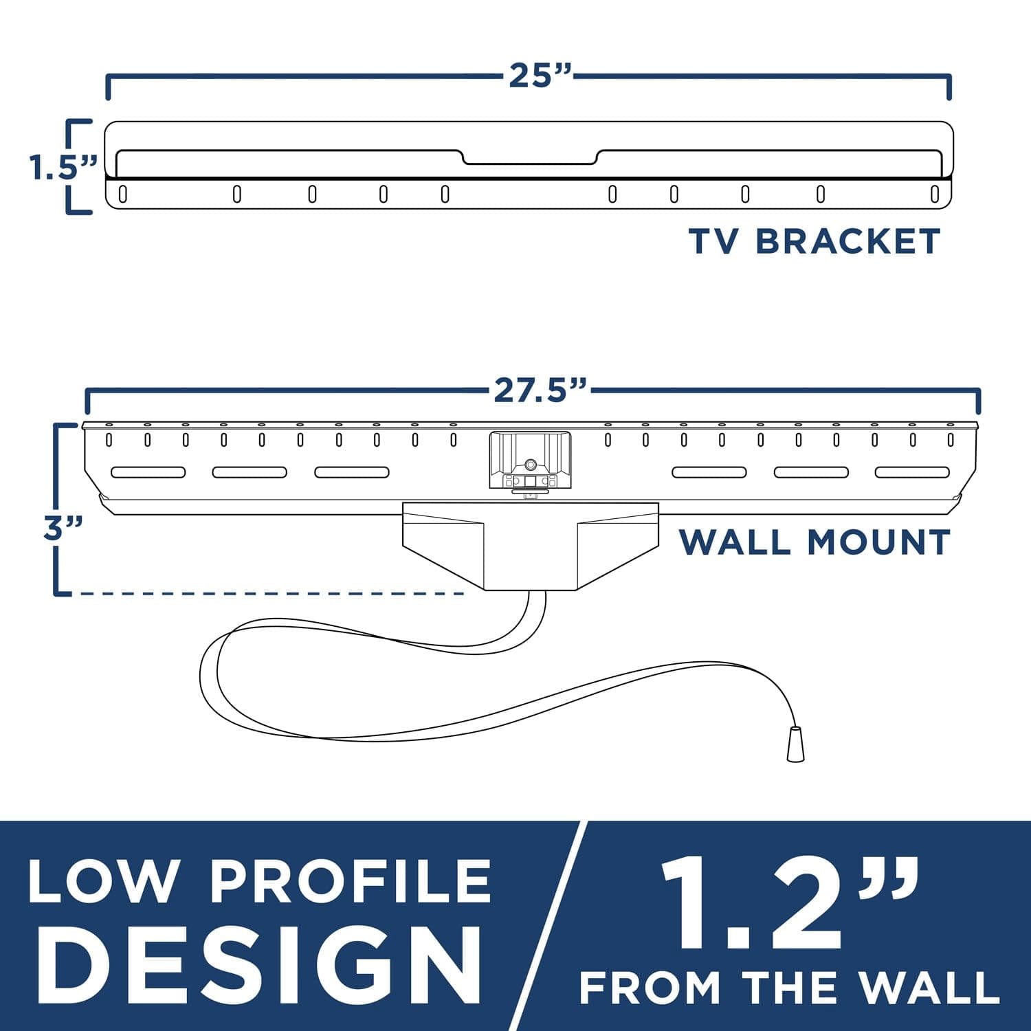 Mount-It! No Stud TV Wall Mount, Heavy Duty for Large TV's, Fits 32" to 80" TV's, Capacity 110 lbs. ,  Low Profile, Mounts with Nails