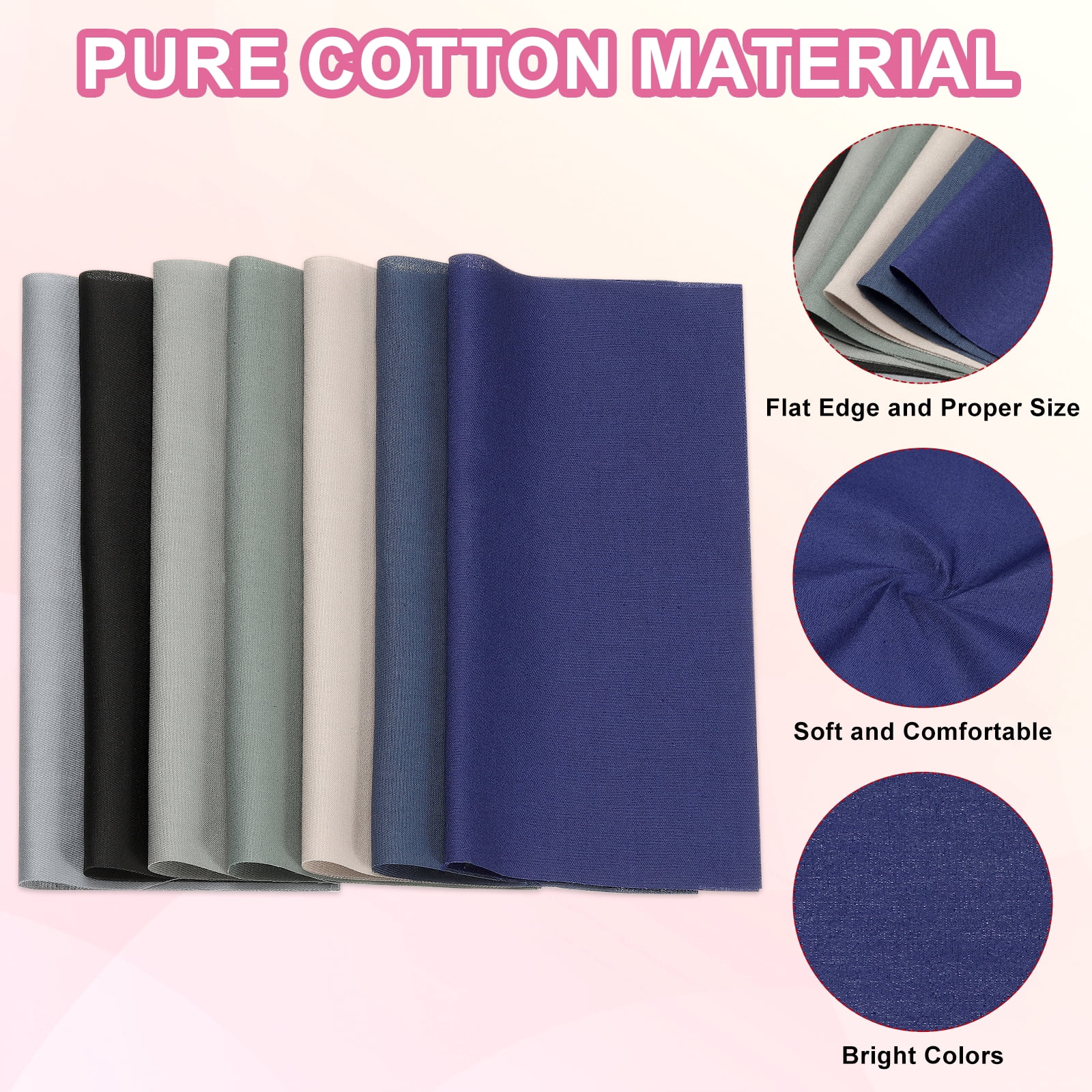 Uxcell Cotton Fabric Bundles, 35 Pcs 10 x 10 Inch Fat Quarter Solid Color Precut Fabric Squares for Sewing Patchwork Quilting DIY Crafts, Dark Blue