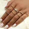 thumbnail image 4 of AYYUFE 9 Pcs/Set Lady Finger Ring Exquisite Vintage Simple Creative Ring Set for Gift Alloy Gold, 4 of 8