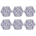 thumbnail image 2 of Pofeuu Lavender Flowers Print Leather Coasters Set of 6, Round Cups Mugs Mat Pad for Home Kitchen Heat Resistant Drink Coasters,Hexagon, 2 of 7