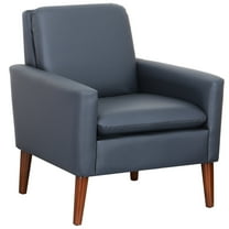 Lohoms Modern Faux Leather Accent Chair, Upholstered Living Room Arm Chairs Single Sofa, PU Leather Armchair Club Chair Rest Seat, Navy Blue