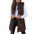 thumbnail image 2 of SERTGUTR Girls Longline Puffer Vest Hooded Sleeveless Full Zipper Quilted Side Pocket Snap Button Everyday School Winter Warm Outerwear, 2 of 9
