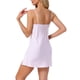 thumbnail image 3 of Noche de seda sexy para mujer, vestido de tirantes de encaje, ropa de dormir sin mangas, lencería chemise XL púrpura, 3 of 6