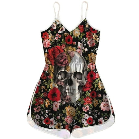 

Azrian Deals Womens Adults Sports Pajamas Skull Short Jumpsuits Clearance