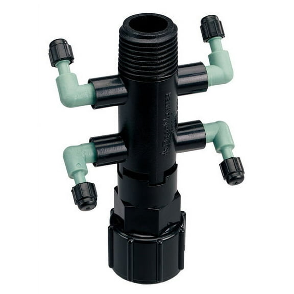 Orbit 3 Pack Drip System Shrub Adapter 4-Port Watering Manifold for 1/4 Inch Tube