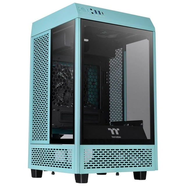 Gabinete Gamer THERMALTAKE The Tower 100 Mini ITX Cristal Templado Turquesa