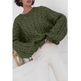 thumbnail image 2 of PRETTYGARDEN Womens Sweaters Spring 2025 Cable Knit Long Sleeve Crewneck Oversized Sweater Chunky Pullover Loose Outfits, 2 of 8