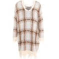 thumbnail image 5 of Black and Friday Deals 2023 Cotonie Women's Check Long Sleeve V-Neck Knitted Sweater Winter Plaid Pullover Dress 2023 Trendy Casual Tops,White,M, 5 of 9