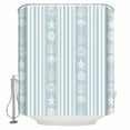 thumbnail image 2 of Sky Blue Striped Coastal Waterproof Fabric Shower Curtain, Nautical Beach Starfish Shell Shower Curtain for Bathroom Curtains Bathtubs Hotel Washable Shower Curtains with 12 Hooks Stall 48x72in, 2 of 6