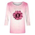 thumbnail image 4 of SwiftWear Women's Breast Cancer Awareness Ribbon 3/4 Length Sleeve Crewneck Graphic Tops Loose Fit Soft Casual Tee Shirts Pink, 4 of 5