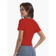 thumbnail image 3 of Women's Basic Scoop Neck Crop Tops Short Sleeve Tops, 3 of 4