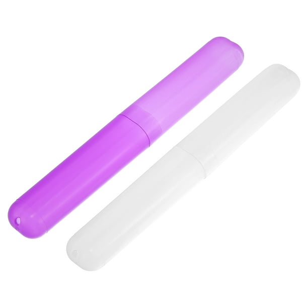 2 Uds Estuche para Cepillos de Dientes para Viajes, Blanco Morado, 7.48"x1.06"