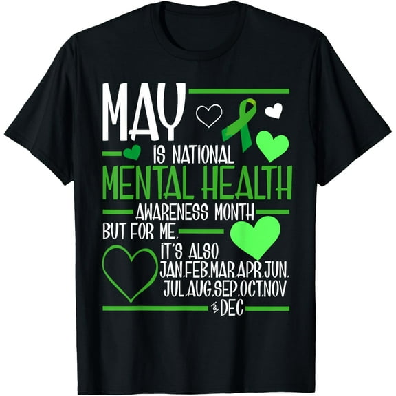 In May We Wear Green Mental Health Awareness Month Ribbon T-Shirt