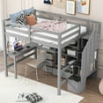 thumbnail image 4 of Harper & Bright Designs Wood Loft Bed Full Size with L-Shaped Desk and Drawers, Multi-Functional Full Loft Bed Frame with Cabinet and Storage Staircase, Gray, 4 of 12