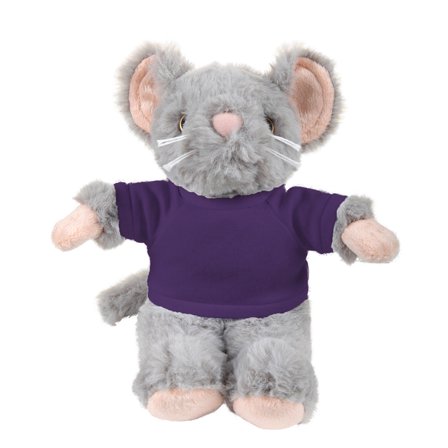 Plushland 8 Inch Floppy Mouse with Tee Plush Stuffed Animal Personalized Gift - Custom Text on Shirt - Great Present for Mothers Day, Valentine Day, Graduation Day, Birthday