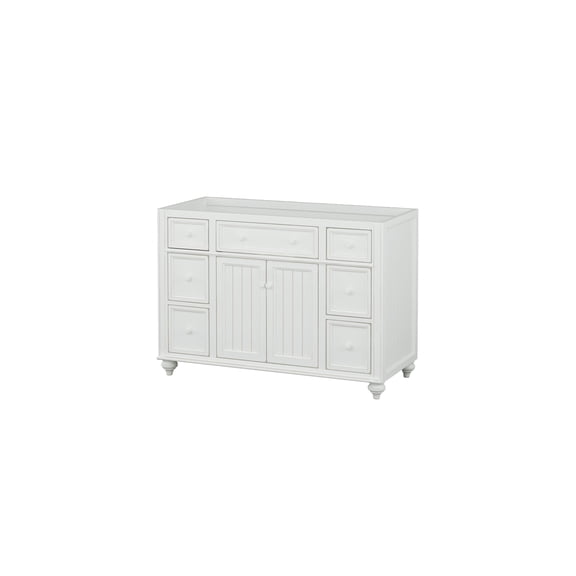 Bathroom Vanity Base 48 Inch, Rustic Cottage Style Sink Cabinet, Antique White Finish