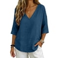 thumbnail image 7 of Petite Tops for Women Peasant Tops for Women Lightweight Linen Blouses for Women Fitted Tops for Women Shirts for Women Women's Linen Blouses Beach Shirts for Women Womens Summer Tops, 7 of 7