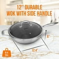 thumbnail image 2 of Open Box NutriChef 12" Stainless Steel Nonstick Wok Stir Fry Pan, Silver, 2 of 8