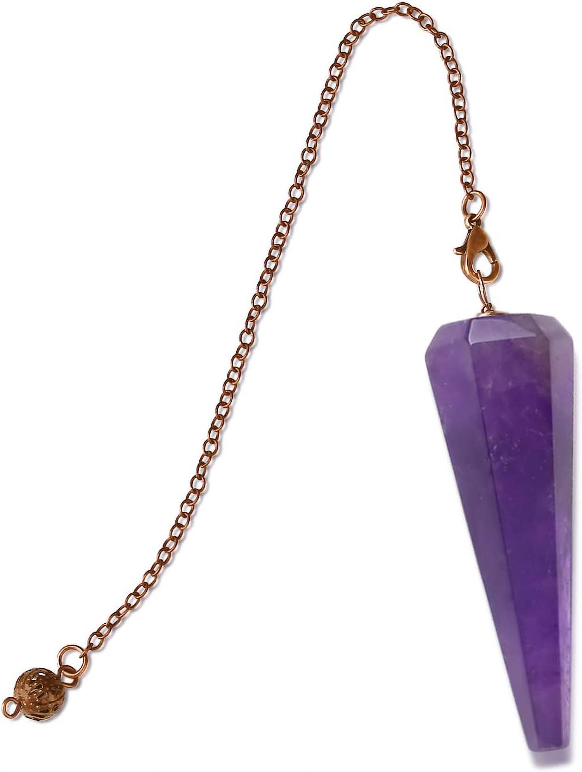 LAICAIW Pendulum Crystal for Divination Dowsing Amethyst Pointed Crystal Pendulum With Chain Reiki Healing Crystal Stones