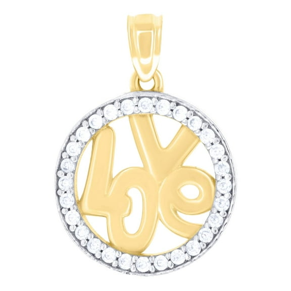 10k Two-tone Gold Womens Cubic Zirconia Love Charm Pendant Necklace 20.3x14.2mm Wide Pendant for Women