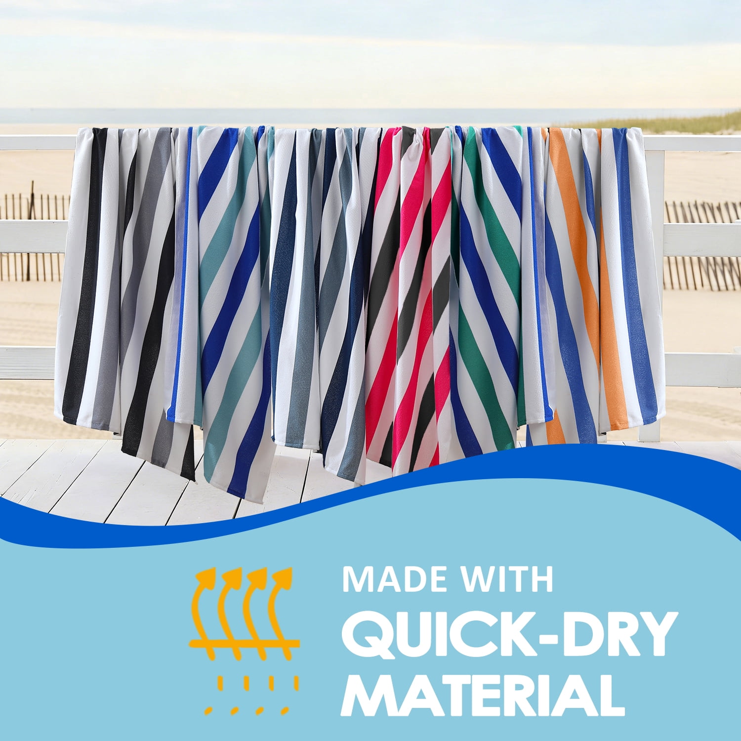 Beartech 4 Pieces Beach Towel Set,30x60 inches Striped Beach Towels Soft Camping Travel Towels, Lightweight Quick Dry Pool Towels for Beach Shower Towels Swim Towels Absorbent for Adults