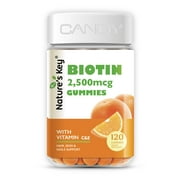 Nature's Key Biotin Gummies Hair Skin and Nails Gummies for Women and Men with Vitamin C and E, Vegan, Orange Flavors, 60 Count