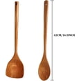 thumbnail image 2 of Juego de 2 o 4 utensilios de cocina de madera: cuchara y espátula de mango extra largo de 16,5 pulgadas para cocinar cómodamente, construcción duradera y resistente., 2 of 7