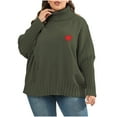thumbnail image 2 of Usmixi Sweater for Women Winter Womens Turtleneck Sweater Long Sleeve Plus Size Comfort Knitted Pullover Tunic Fashion Heart Print Ladies Girls Sweater Tops, 2 of 4