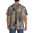 thumbnail image 5 of Xecao offers the Wooden Texture for Men's Casual Short-sleeved Shirt, a button-up collared shirt with a pocket, perfect for beach vacations and yacht travel in the X-Large size., 5 of 7