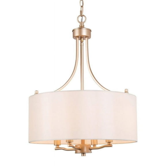 LNC 4-Light Matte Gold Drum Chandelier with Fabric Shade for Kitchen Island