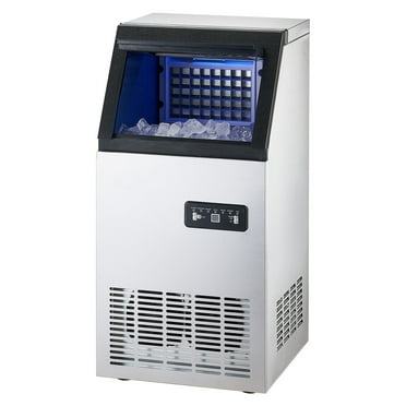 KFFKFF 100lbs/24H Commercial Ice Maker Machine Stainless Steel , 36 Cubes with 28lbs Storage Bins Under Counter ice Machine 21in W, 34in H with Auto Clean