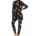 thumbnail image 2 of Women's Milk Silk Sleepwear Long Sleeve Pajama Set Vintage Black Floral 2 Piece Loungewear, 2 of 7