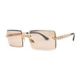 thumbnail image 2 of Super Luxury Rich Rhinestone Chain Frame Rimless Gangster Sunglasses Gold Beige, 2 of 4