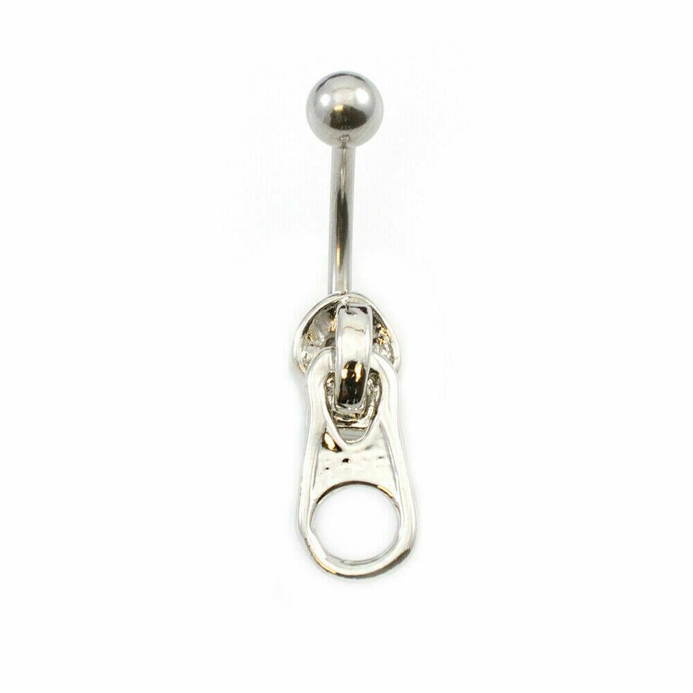 Zipper Belly Button Ring 14g Surgical Steel