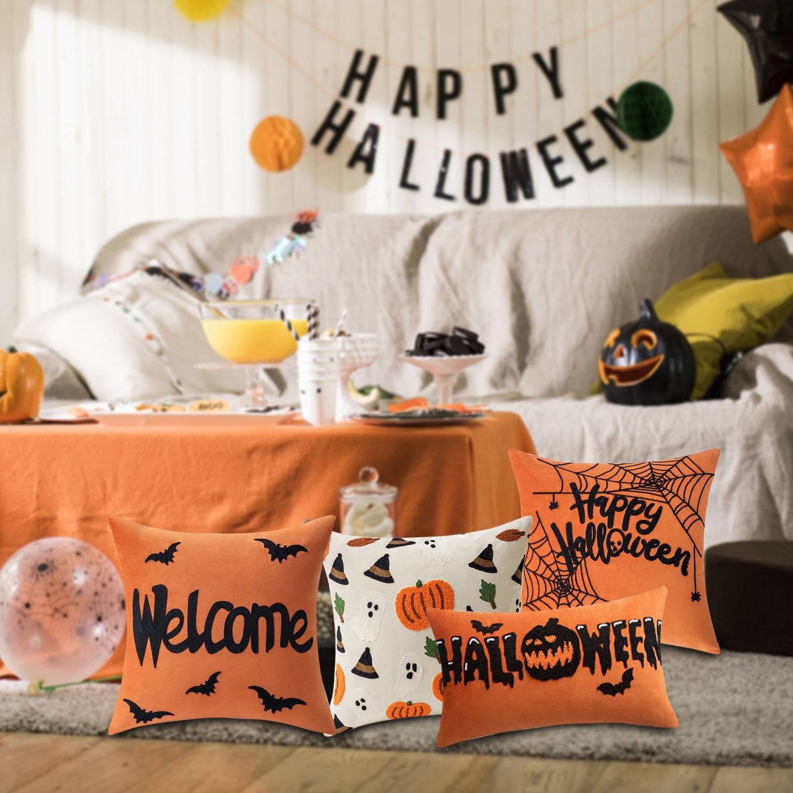 Halloween Embroidered Pillowcases For Home Living Room Sofa