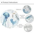 thumbnail image 3 of Ocean Jellyfish Shower Curtain 72Wx72H Inch Nautical Tropical Coastal Beach Sea Turtle Seashell Underwater Coral Blue Kid with 12 Plastic Hooks Fabric Waterproof Toilet Accessories Decor, 3 of 5