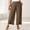Brown, variant on Women's Elastic-Waist Cropped Pants, Slim Drawstring and Decorative Button Accents at Split Hem for Quick Casual Errands White XXL