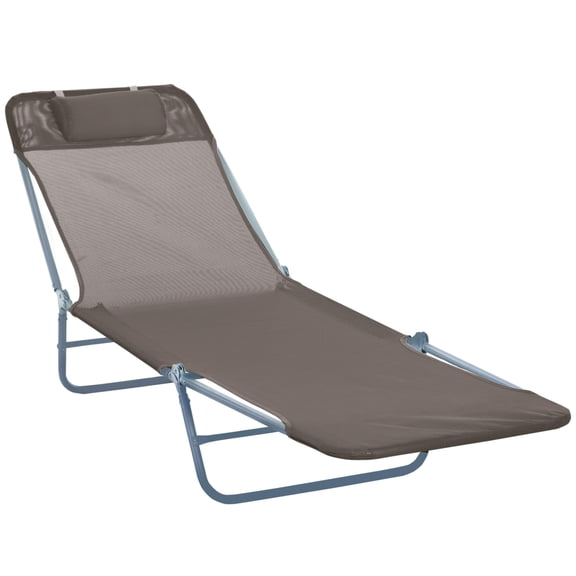 Folding Chaise Lounge Chair, Beach Reclining Lounge Chair, 5-Position Back, Breathable Mesh, for Patio, Pool, Yard